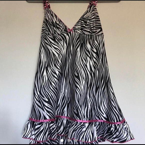 Pretty Zebra print pink lined y2k intimates dress sexy fit - Picture 4 of 6